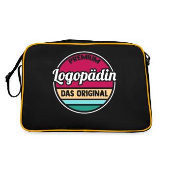 Logopädie Logopädin - Retro Tasche - Schwarz/Gold - Hinten