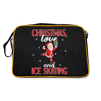 Patinage sur glace, Patinage artistique, Père Noël, Amour - Sac Retro - noir/or - Dos