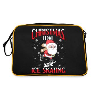 Patinage sur glace, Patinage artistique, Père Noël, Amour - Sac Retro - noir/or - Dos