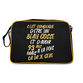 Cadeau D'anniversaire Beau gosse et d'avoir 93 ans - Sac Retro - noir/or - Dos