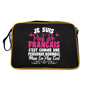 Je Suis Prof De Français Cadeau Prof - Sac Retro - noir/or - Dos