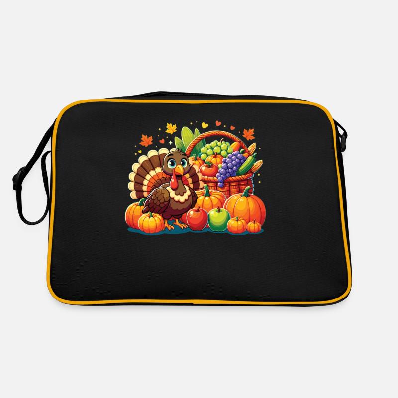 Turkey Thanksgiving with cornucopia autumn fruits Retro Bag