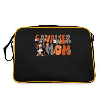 Cavalier King Charles Spaniel Groovy Cavalier mom - Retro Tasche - Schwarz/Gold - Hinten