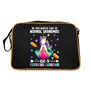 Kajakfahrerin beim Paddeln - Retro Tasche - Schwarz/Gold - Hinten