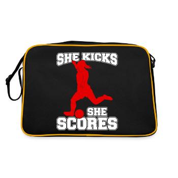 Soccer féminin, Football féminin, Football féminin - Sac Retro - noir/or - Dos