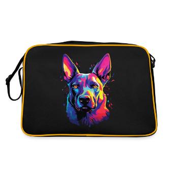Watercolor Colorful Belgian Shepherd - Retro Bag - black/gold - Back