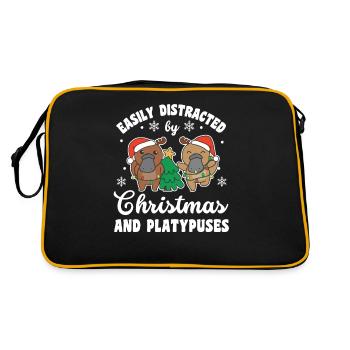 Easily distracted by Christmas and platypus - Retro Bag - black/gold - Back