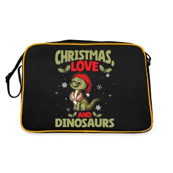 Dino Boy Kids Christmas Love Dinosaur - Retro Bag - black/gold - Back