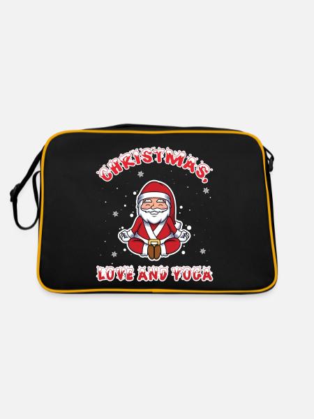 Yogini Yoga Meditation Weihnachten, Liebe und Yoga - Retro Tasche - Schwarz/Gold - Hinten