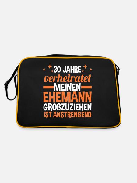 Ehe Perlenhochzeit 30 Jahre Verheiratet Hochzeitst - Retro Tasche - Schwarz/Gold - Hinten