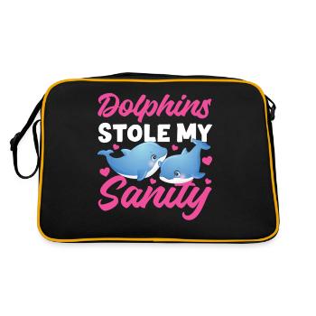 Dolphin Dolphins Stole My Sanity - Retro Tasche - Schwarz/Gold - Hinten