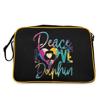 Dolphin Peace Love Dolphin - Retro Tasche - Schwarz/Gold - Hinten