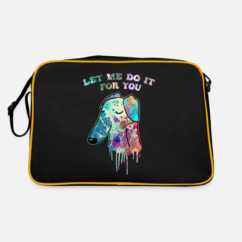 Lustiger Barsoi Hund Meme Pop Art - Retro Tasche - Schwarz/Gold