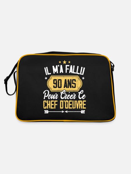Cadeau Anniversaire 90 Ans Chef D'oeuvre Humour - Sac Retro - noir/or - Dos