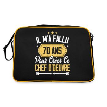 Cadeau Anniversaire 70 Ans Chef D'oeuvre Humour - Sac Retro - noir/or - Dos