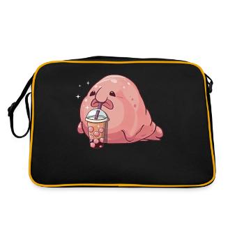 Kawaii Blobfish Boba Bubble Milk Tea - Retro Bag - black/gold - Back
