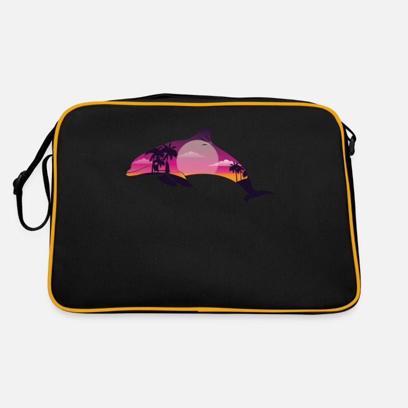 Dolphin Palm Tree Sunset Retro Tasche