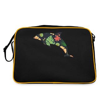 Dauphin Fleur Tropicale Floral - Sac Retro - noir/or - Dos
