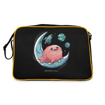 Kawaii Blobfish Weltraumplaneten - Retro Tasche - Schwarz/Gold - Hinten
