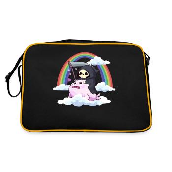 Kawaii Pastell Goth Blobfish Tod Sensenmann - Retro Tasche - Schwarz/Gold - Hinten