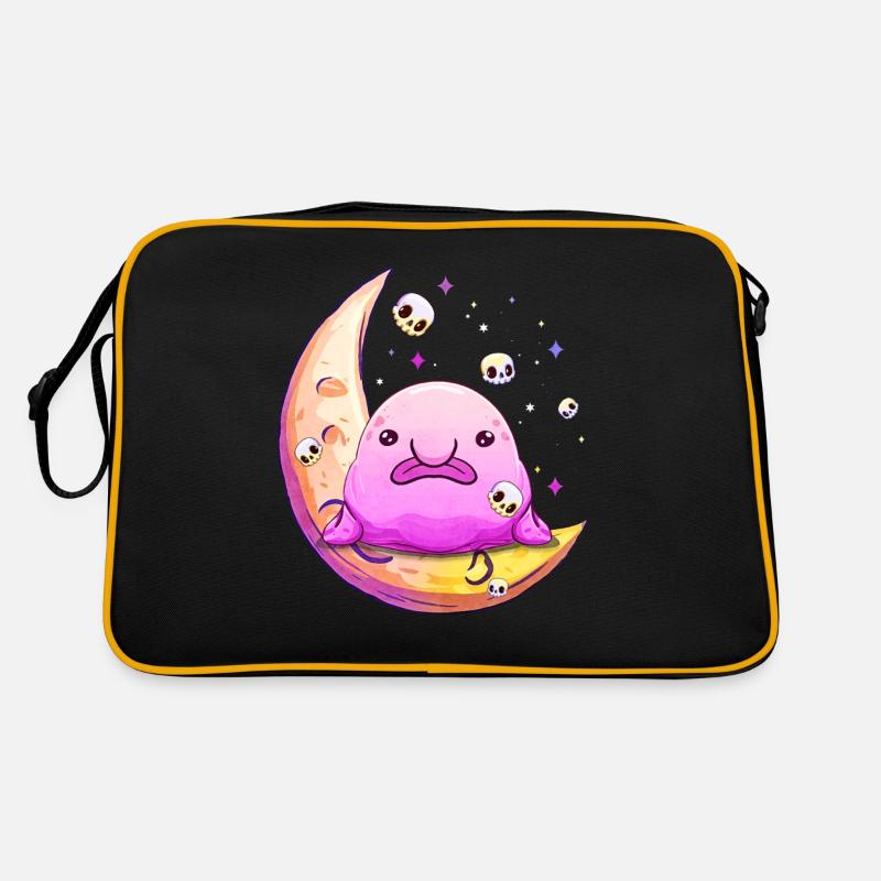 Kawaii Pastel Goth Sad Blobfish Crescent Moon Sha Retro Bag
