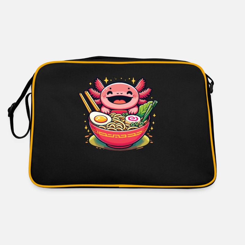 But first Ramen süße Axolotl isst Ramen Retro Tasche