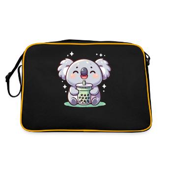 Kawaii Koalas Bubble Tea Boba Koala - Retro Tasche - Schwarz/Gold - Hinten