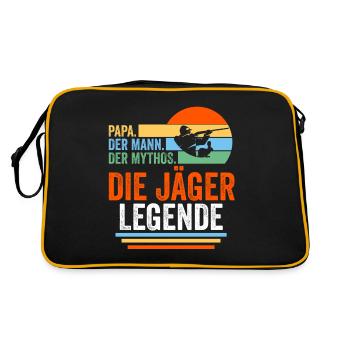 Papa Vater Hasenjäger Hasenjagd Kaninchenjagd Jäge - Retro Tasche - Schwarz/Gold - Hinten