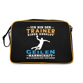 Mannschaft Handballspieler Beachhandball Ballsport - Retro Tasche - Schwarz/Gold - Hinten