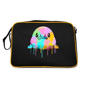 Kawaii Blobfish Dripping Paint - Retro Bag - black/gold - Back