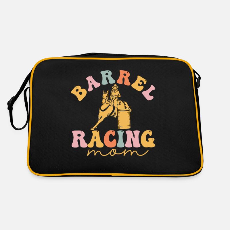 Groovy Barrel Racer Rodeo Pferd - Retro Tasche - Schwarz/Gold