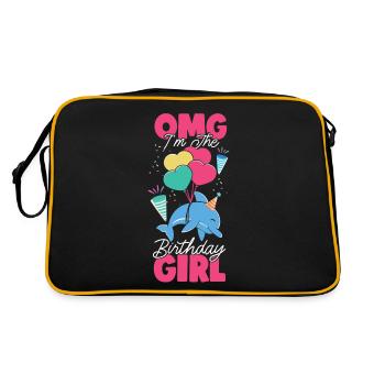 Dolphin Birthday Omg I'm The - Retro Bag - black/gold - Back