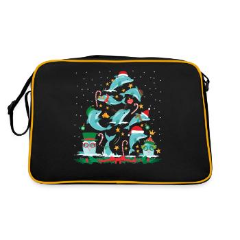 Dolphin Christmas Tree - Retro Tasche - Schwarz/Gold - Hinten