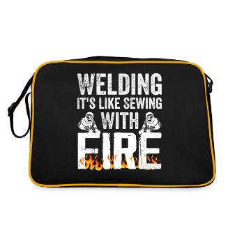 Welding It's Like Sewing With Fire - Retro Bag - black/gold - Back