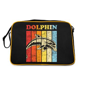 Dolphin Retro Vintage Dolphin - Retro Tasche - Schwarz/Gold - Hinten