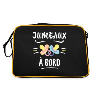 Jumeaux A Bord Future Maman Annonce Grossesse - Sac Retro - noir/or - Dos