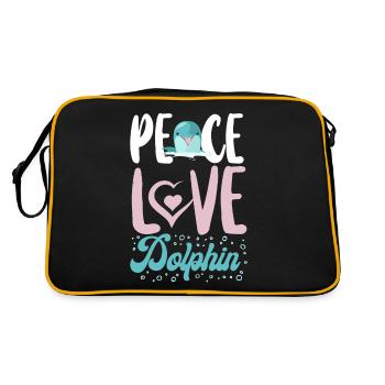 Dolphin Peace Love Dolphin - Retro Tasche - Schwarz/Gold - Hinten