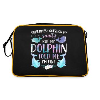 Dolphin Sometimes I Question My - Retro Tasche - Schwarz/Gold - Hinten