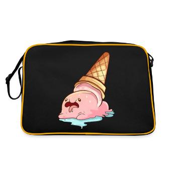 Kawaii Blobfisch Schmelzende Eiscreme - Retro Tasche - Schwarz/Gold - Hinten