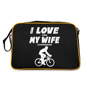 Ich liebe es, wenn meine Frau mich Mountainbiken lässt - Retro Tasche - Schwarz/Gold - Hinten