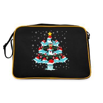 Dolphin Christmas Tree - Retro Tasche - Schwarz/Gold - Hinten