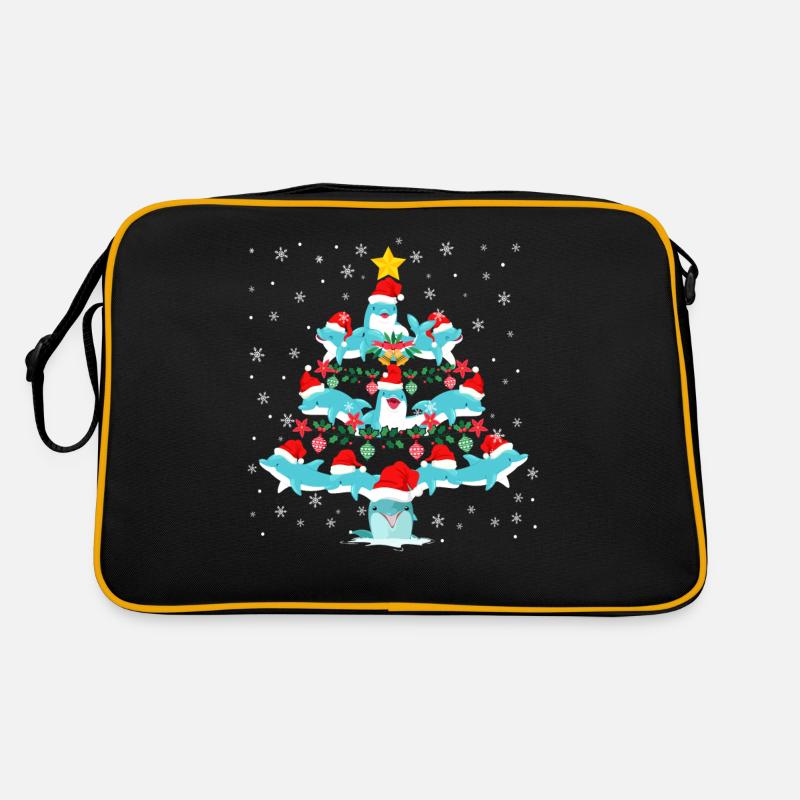 Dolphin Christmas Tree Retro Tasche