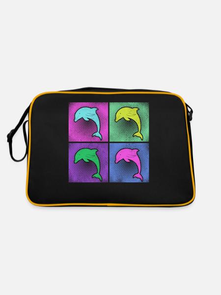 Dauphin rétro des années 80 des années 90 Vintage - Sac Retro - noir/or - Dos