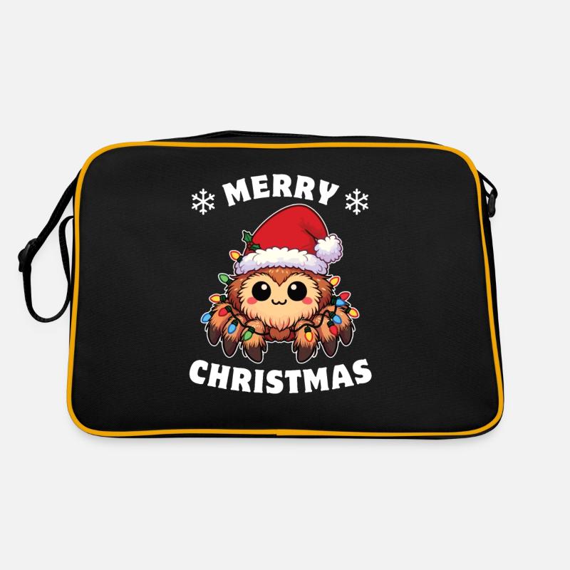 Weihnachtsmütze Weihnachten Lichterkette Tarantel - Retro Tasche - Schwarz/Gold