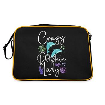 Dolphin Crazy Dolphin Lady - Retro Tasche - Schwarz/Gold - Hinten