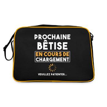 Cadeau drôle enfant Bêtise en cours de chargement - Sac Retro - noir/or - Dos