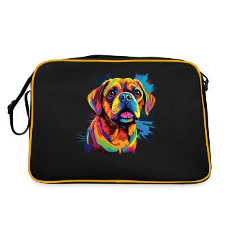 Watercolor Colorful Puggle - Retro Bag - black/gold - Back