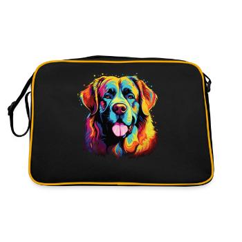 Watercolor Colorful Pyrenean Mountain Dog - Retro Bag - black/gold - Back