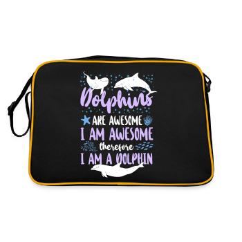 Dolphin Dolphins Are Awesome I Am - Retro Tasche - Schwarz/Gold - Hinten