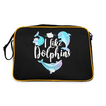 Dolphin I Like Dolphins - Retro Tasche - Schwarz/Gold - Hinten